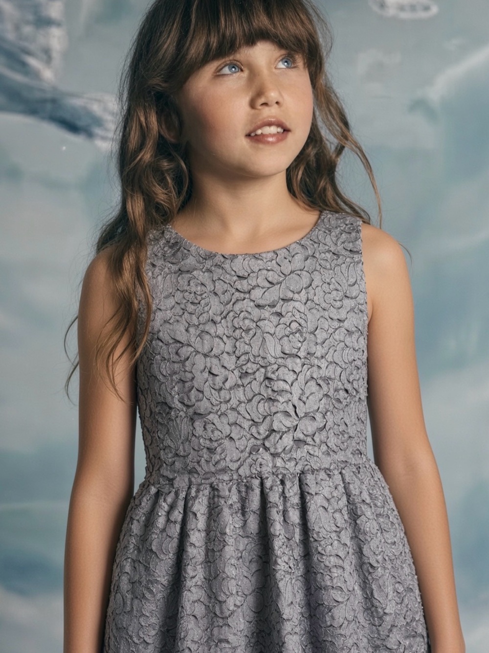 GAP Girls' Metallic Silver Flower Dress 8